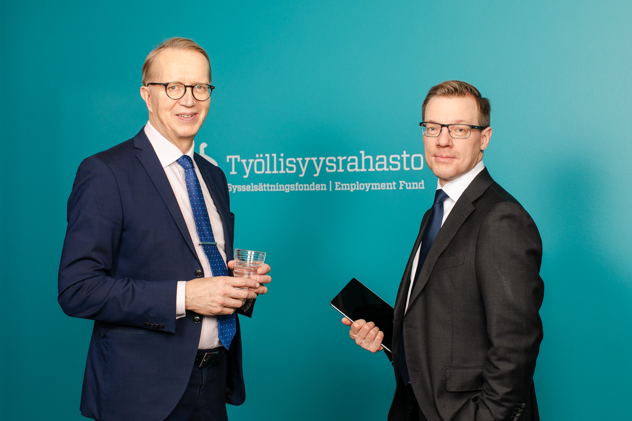Managing Director Janne Metsämäki and CFO Karo Nukarinen standing and smiling.